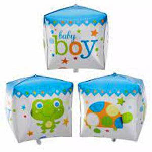 Gift Box Cube Baby Boy Foil Balloon - Uninflated - FUNZOOP