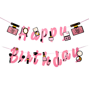 Girl's Happy Birthday Make-up Kit Decorative Wall Banner-funzoop-thepartyshop
