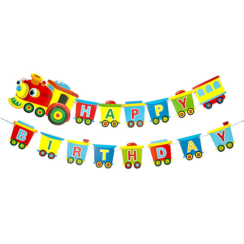 Train Paper Happy Birthday Wall Banner - Large
