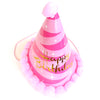 Happy Birthday Striped Paper Cone Cap - Pink or Blue