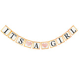 It's A Girl Black/Golden Paper Banner-funzoop-thepartyshop