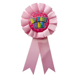 Pink rosette style Birthday Girl badge accessory for party wear from Funzoop The Party Shop