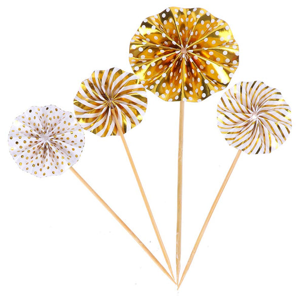 Mini Paper Fan Cake Topper, Assorted Colours, 1 Pc
