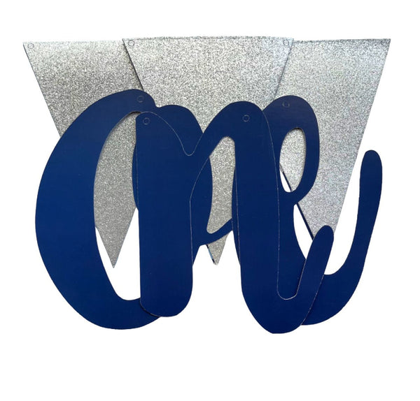 ONE Paper Flags Wall Banners - Blue1-funzoop-thepartystore