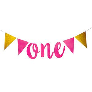 One Paper Flags Wall Banners - Pink-funzoop-thepartyshop