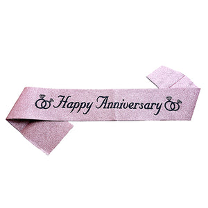 Happy Anniversary Glitter Sash - Assorted Colors