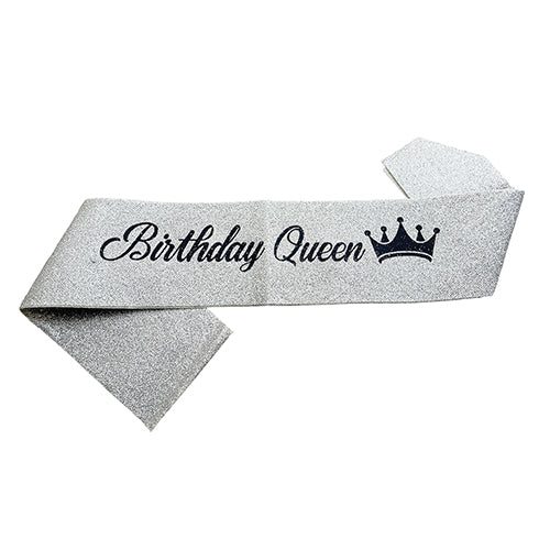 Birthday Queen Glitter Sash, Assorted Colors