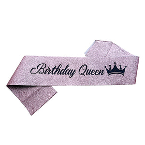 Birthday Queen Glitter Sash - Assorted Colors