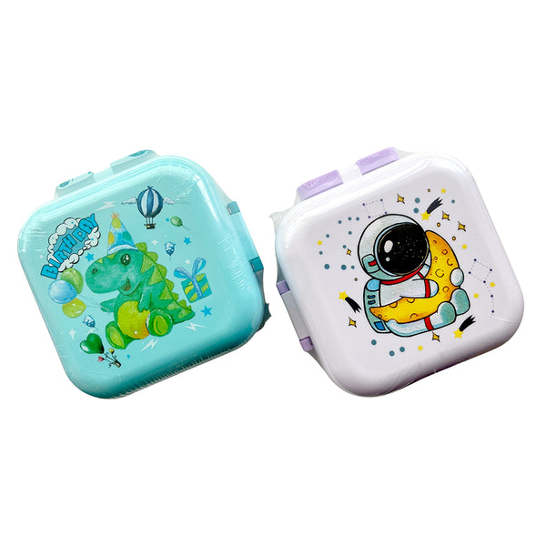 Printed Lunch Box With Handles - Assorted (1 Pcs)