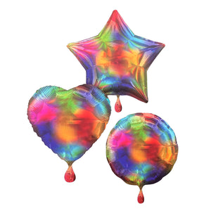 18" Rainbow Radiant Star Foil Balloon (Assorted in Round/Heart/Star) - Helium Inflated