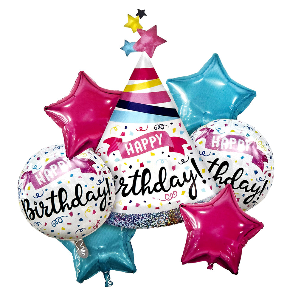 Royal crown birthday foil balloon bouquet with metallic party decoration design from Funzoop The Party Shop