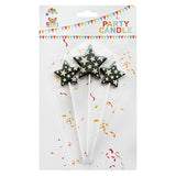 STAR SHAPED CAKE CANDLE - BLACK / SILVERfunzoop-thepartyshop