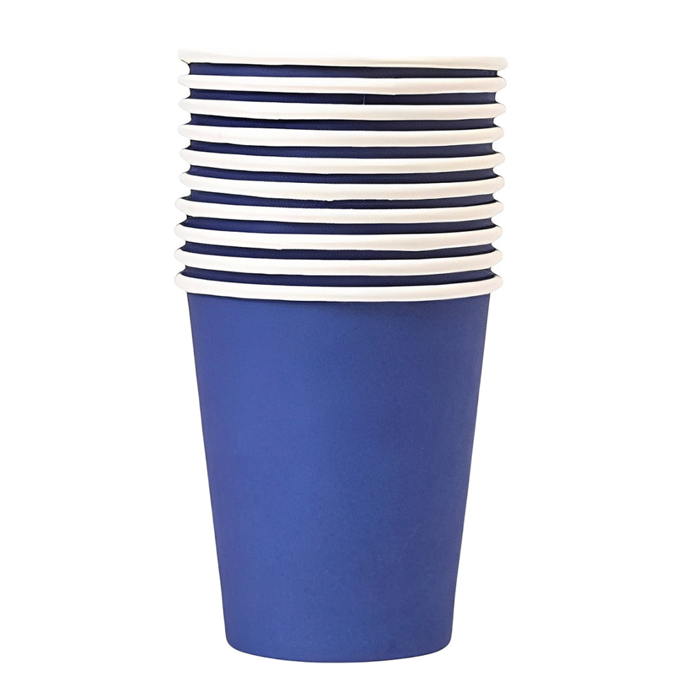 solid color blue paper cups set of 10 disposable party drinking cups for birthday tableware Funzoop
