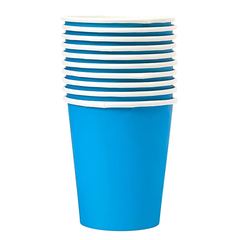 solid color light blue paper cups set of 10 disposable party drinking cups for birthday tableware Funzoop