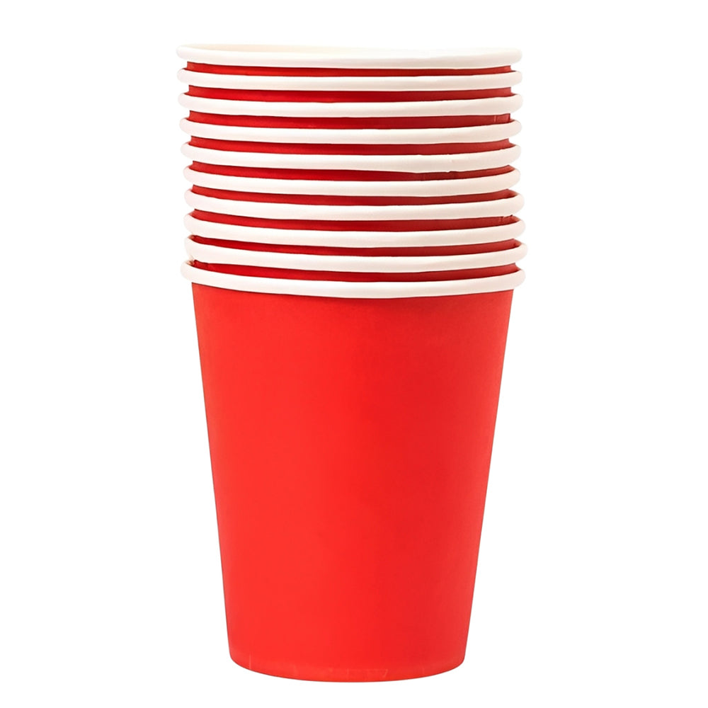 solid color red paper cups set of 10 disposable party drinking cups for birthday tableware Funzoop