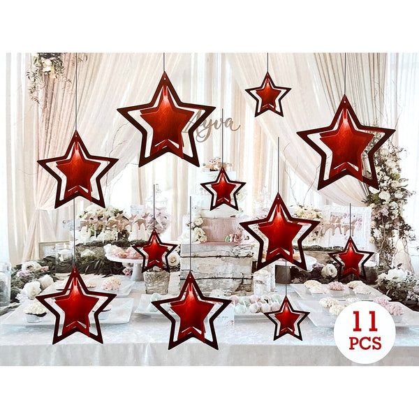 Red star swirl hanging decorations