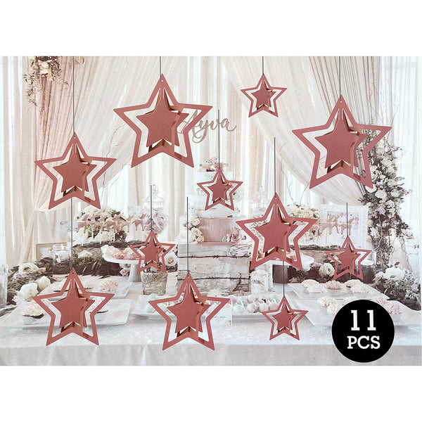 Rose Gold star swirl hanging decorations