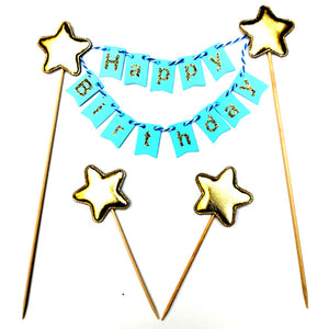 Stars Flag Buntings Cake Topper Kit BLUE - FUNZOOP