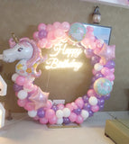 Unicorn Theme latex Balloon Arch with Neon Light and Marquee Number [ BD42 ]