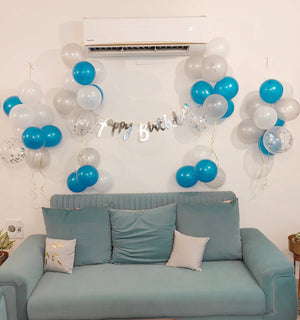 White and Blue Simple Birthday Decor [ BD36 ]