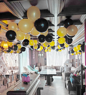 Yellow and Black Simple Decor with 100 Balloons [ HD01 ]