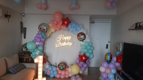 CoCoMelon Themed Birthday decor with Marquee Light { BD98 ]