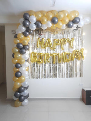 Balloons with Foil Curtain Decor for Birthday [ BD153 ]