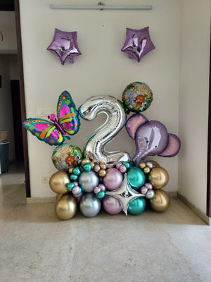 2nd Birthday Elephant and Butterfly Theme Centerpiece [ BC25 ]