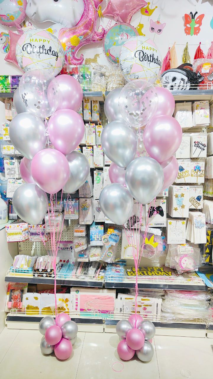 Birthday Chrome & Confetti Helium Balloon Bouquet