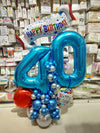 Happy Birthday Banner Number Milestone Balloons Centerpiece [Available in Silver, Gold, Rosegold and Blue options]- Blue