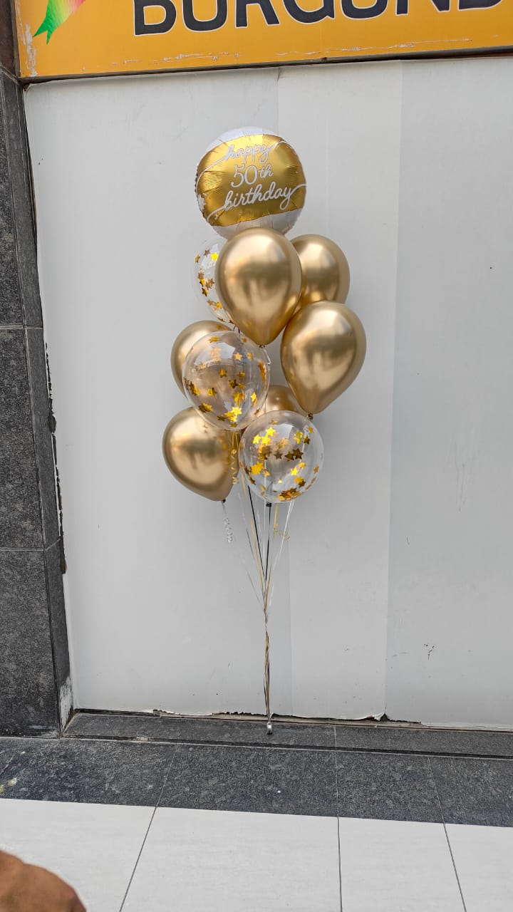 Birthday Chrome & Confetti Helium Balloon Bouquet