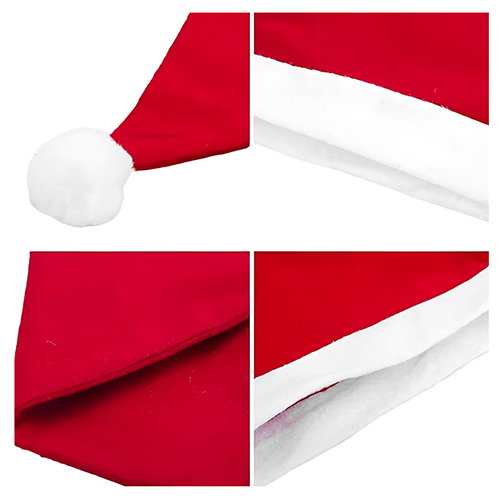 Christmas Red & White Fabric Santa Party Hat, 1 Pc