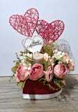 Romantic anniversary heart floral arrangement with candle and flowers in Gurgaon by Funzoop
