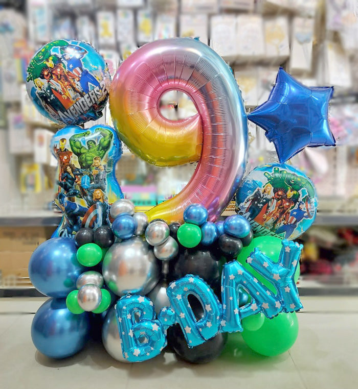 Avengers Rainbow Number Balloon Centerpiece in Gurgaon