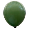 Product view of standard avocado green latex balloons, showing the listed colour and finish for twelve-inch party backdrop groups and celebration decorations.