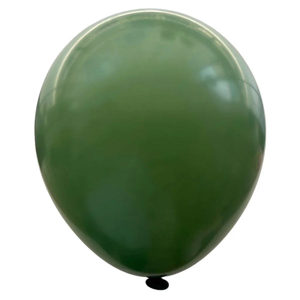 Product view of standard avocado green latex balloons, showing the listed colour and finish for twelve-inch party backdrop groups and celebration decorations.