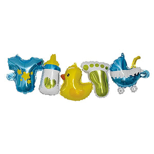5 Foil Balloons Baby Boy Arrival Garland
