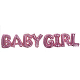 Baby girl welcome pink foil banner decoration for baby shower party setup from Funzoop The Party Shop