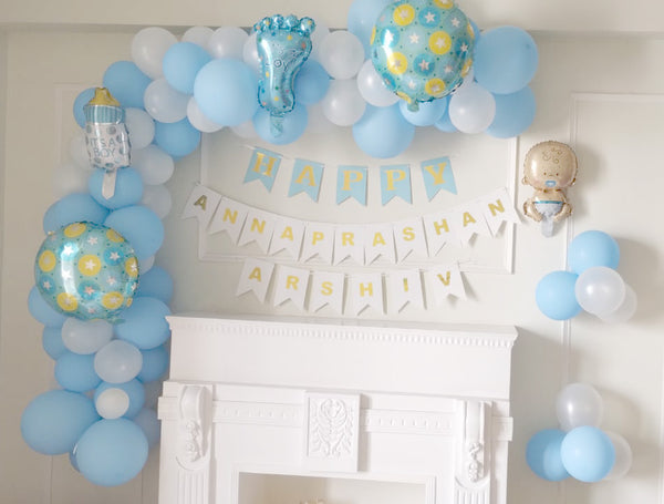Baby Boy Rice Ceremony Balloon Decoration