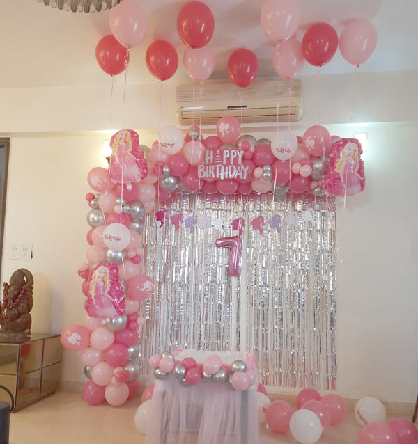 Pink Princess Balloon Decoration for Birthday