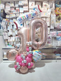 Happy Birthday Banner Number Milestone Balloons Centerpiece [Available in Silver, Gold, Rosegold and Blue options]- Blue