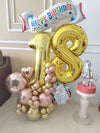 Happy Birthday Banner Number Milestone Balloons Centerpiece [Available in Silver, Gold, Rosegold and Blue options]- Blue