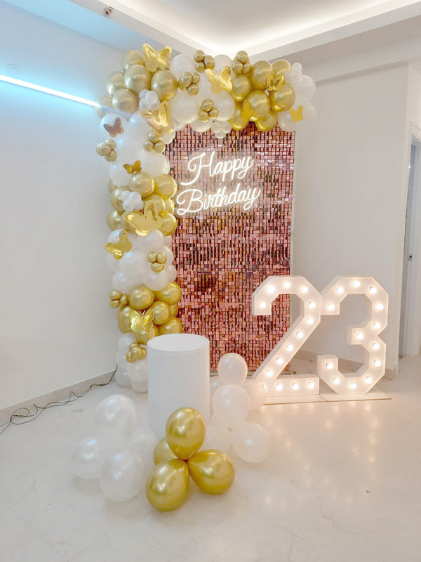 Birthday Sequin Balloon Half-Arch & Marquee