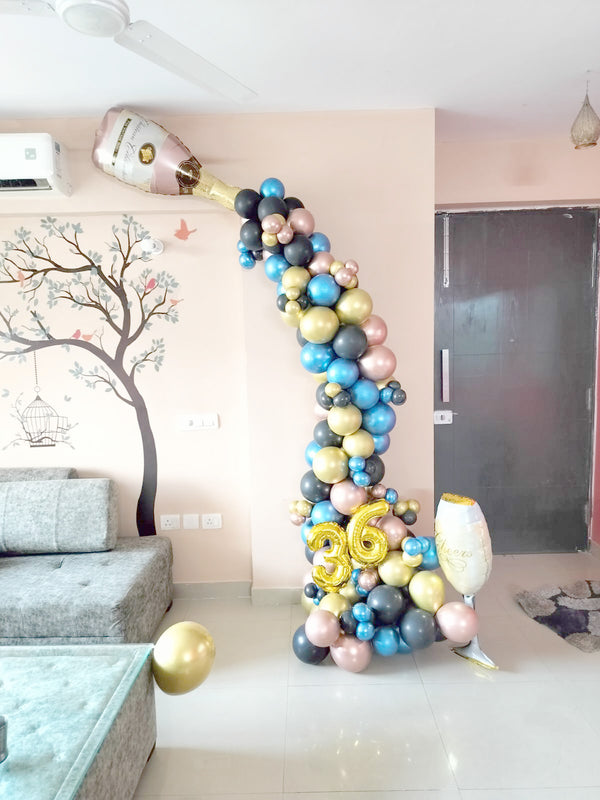 Champagne Bottle Cheers Balloon Wall Decoration