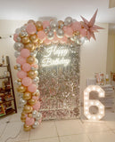 Half Arch Balloon Decor with Sequins Panel and Marquee Lights [ BC20 ]