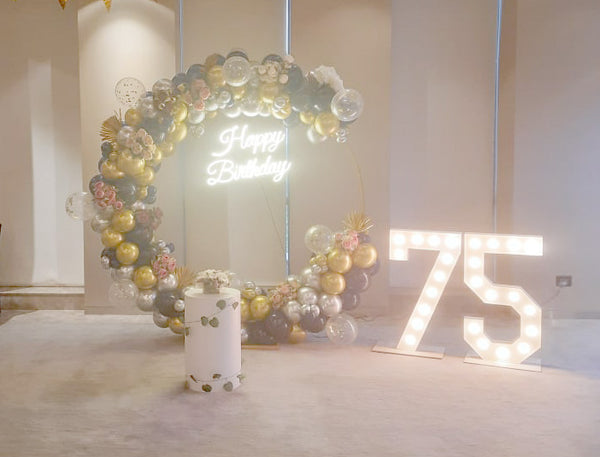 Metallic 75th Birthday Balloon Centerpiece in Gurgaon