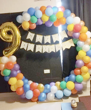 Rainbow Balloon Arch with Age Number and Birthday Banner [ BD30 ]