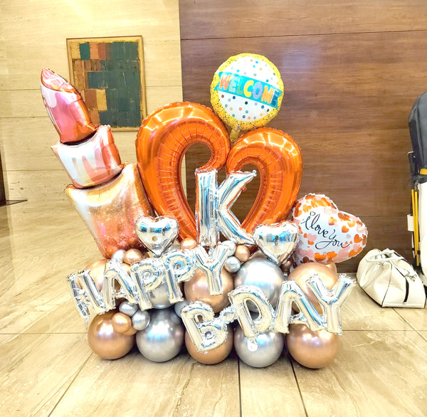 Romantic Heart Birthday Balloon Centerpiece in Gurgaon
