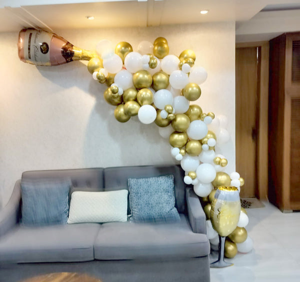 Champagne Bottle Cheers Balloons Wall Decor Backdrop - Funzoop The Party Shop