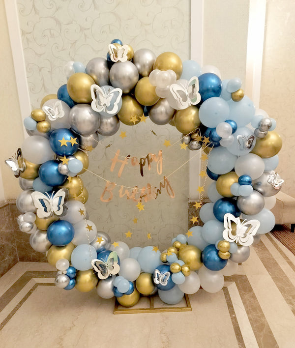 Blue Butterfly Birthday Balloon Decoration